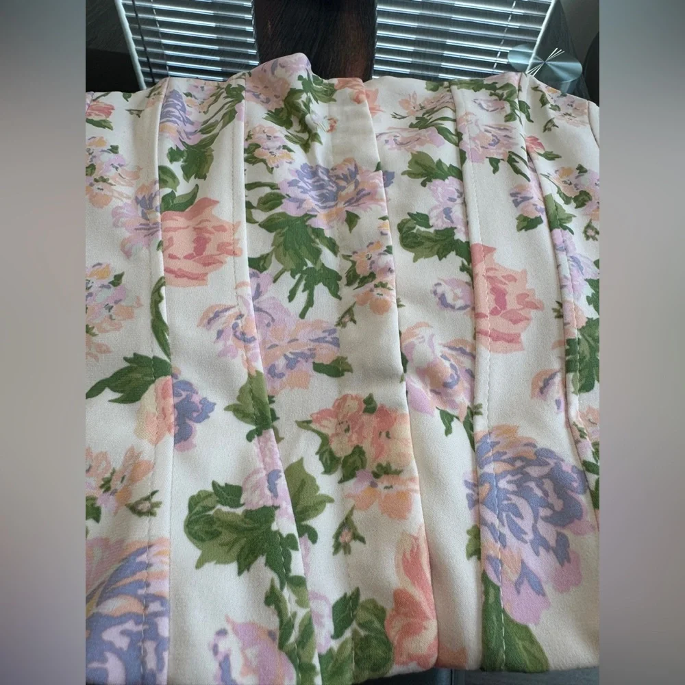 Zara Floral Strapless Corset Top in Pink with Green Accents - Picture 16 of 16